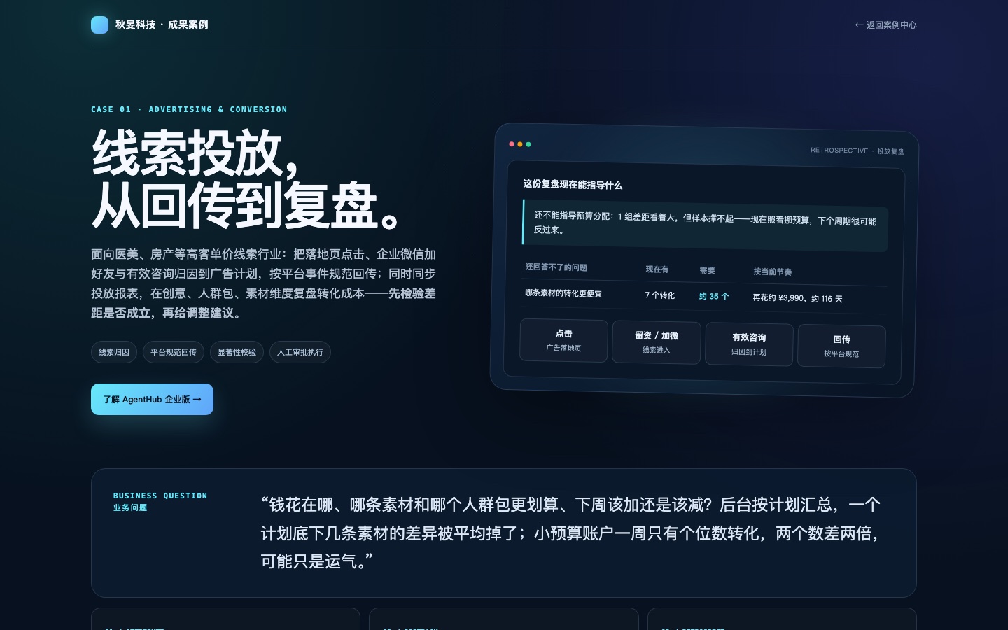 线索投放转化回传与复盘系统
